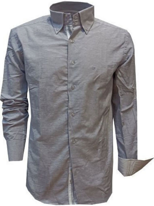 Luciano Faketti Shirt Cotton-linen Slim Fit Luciano Faketti Gray