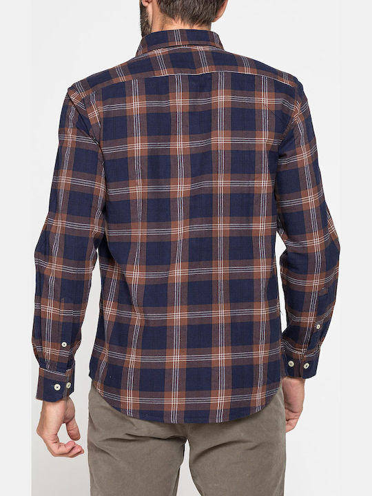 Herrenhemd Flanell Geprüft Carrera Braun Blau 213b-1220a