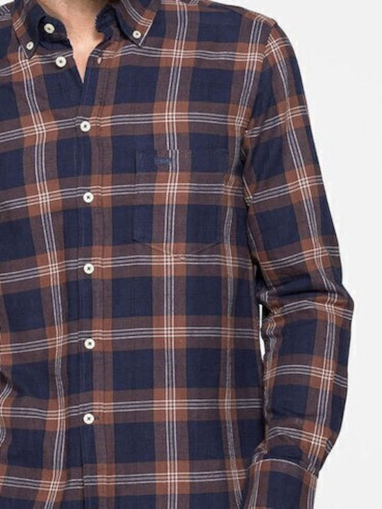 Herrenhemd Flanell Geprüft Carrera Braun Blau 213b-1220a