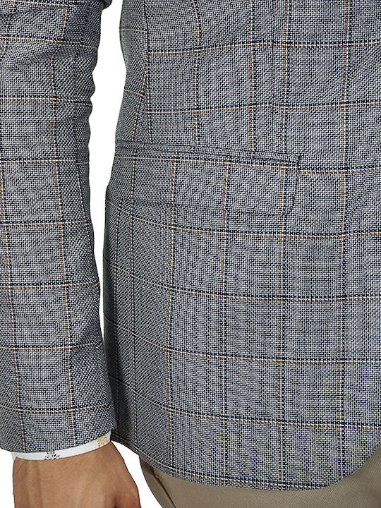 Artisti Italiani Men’s Suit Jacket Grey Blue Slim Fit Ai13485/s02 54% Vl 27% Wool 19% Polyester