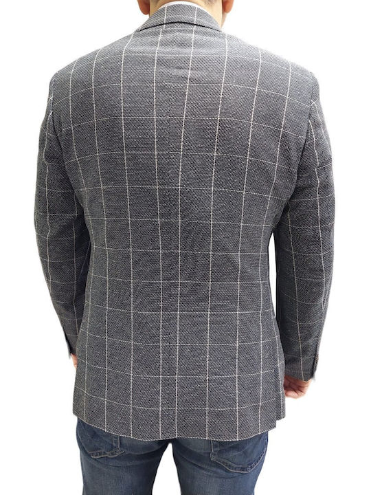 Karierter Graues Herrenanzugsjacke Dino Libero 3205-146 0001