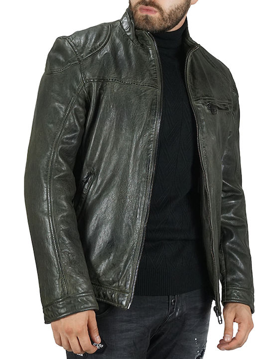 Milestone Ανδρικό Μπουφάν Scott Λαδί Slim Fit 301089-20210-49 100% Δέρμα Προβάτου