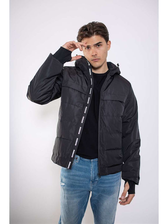 Manager Men’s Regular Fit Polyester Χειμερινο Μπουφαν 602 Aerikos Black Μαύρο