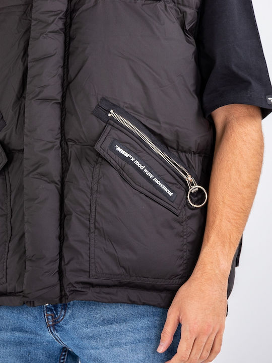 Mod Wave Movement Basic Puffer Gilet Jacket Vest 2221461-Black
