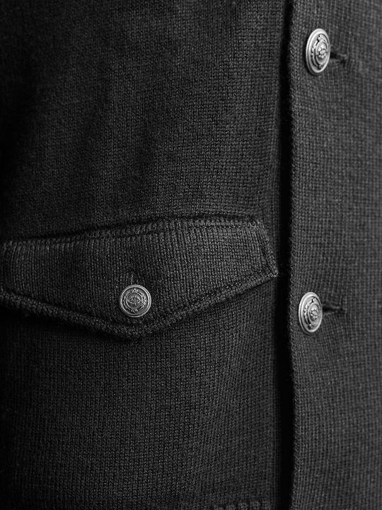 Men's Knitted Cardigan Cross Closure Black