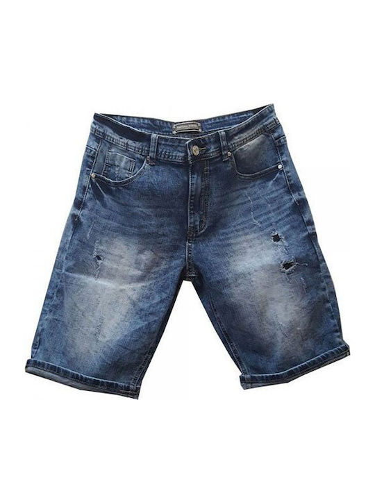 Luciano Faketti Herren Shorts Denim Elastisch Effekt Blau
