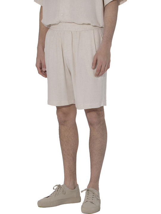 Né En Août Linen Blend Shorts Tuck In Light Beige Λινό Μπεζ Σορτσάκι