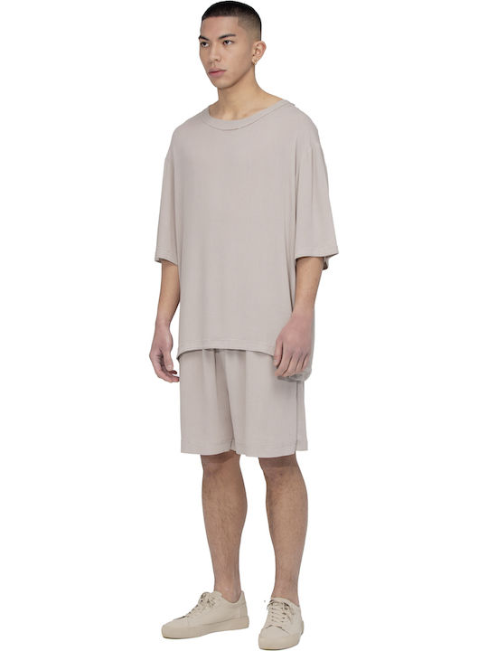 Né En Août Gauze Fabric Shorts In Beige Μπεζ Σορτσάκι
