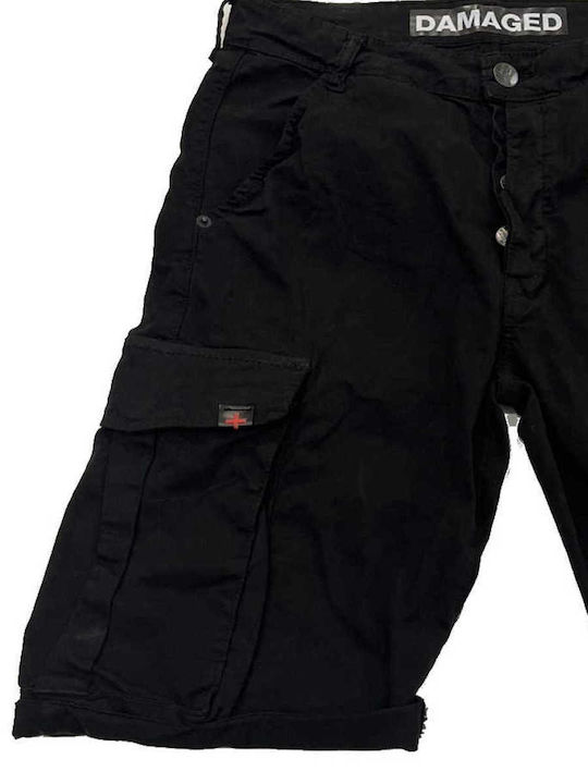 Мъжка Бермуда Cargo Damaged Jeans Rs2b Черно