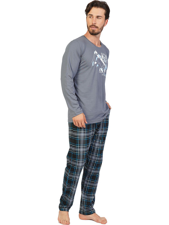 Gazzaz Pijamale Bărbătești din Bumbac Plus Size 1xl-4xl 104317 Fum