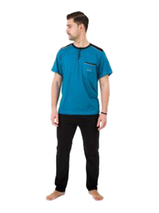 Billy Pijama Bărbătească cu Pantaloni Lungi Scurți 453 Turcoaz