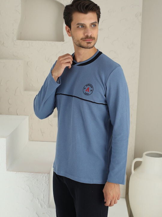Herrenpyjamas Baumwolle Hellblau 2271gal
