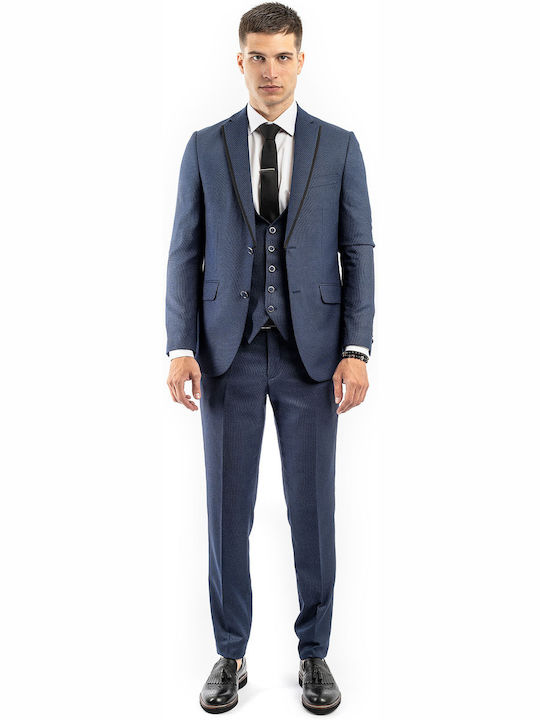 Fragosto Suit Tuxedo Slim Fit Blue