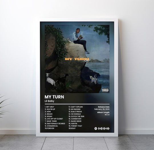 Music Poster Lil Baby My Turn Ms128 21cm X 30cm White Frame Pvc