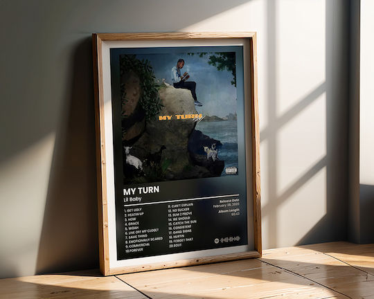 Music Poster Lil Baby My Turn Ms128 21cm X 30cm White Frame Pvc