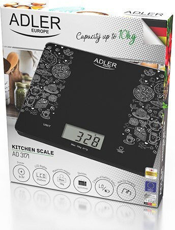 Adler Digitale Küchenwaage bis 10kg Schwarze