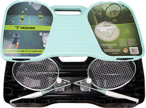 Complete Portable Badminton Set 4 1 Rackets Net Case Foldable 285x155 Cm Aria Trade
