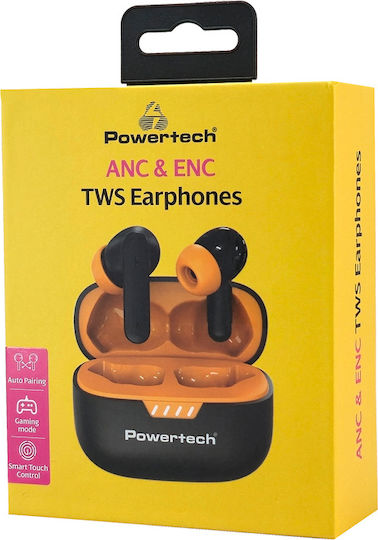 Powertech PT-1431 In-ear Bluetooth Handsfree Earphones with Charging Case Black