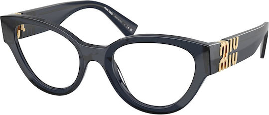 Miu Miu Women's Acetate Cat Eye Black Prescription Eyeglass Frame MU 01VV 08Q1O1