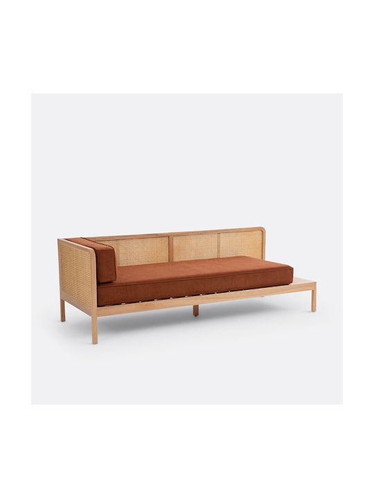 Scillia Τριθέσιος Καναπές Καφέ 193x75.5x65.5εκ.