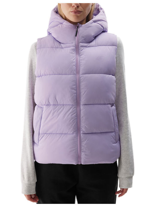 Women's Short Puffer Jacket for Spring or Autumn Purple