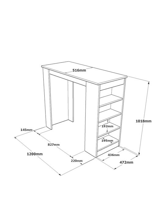 Brockley Table Bar Wooden with Cement Frame Gray 120x51.6x101.8cm