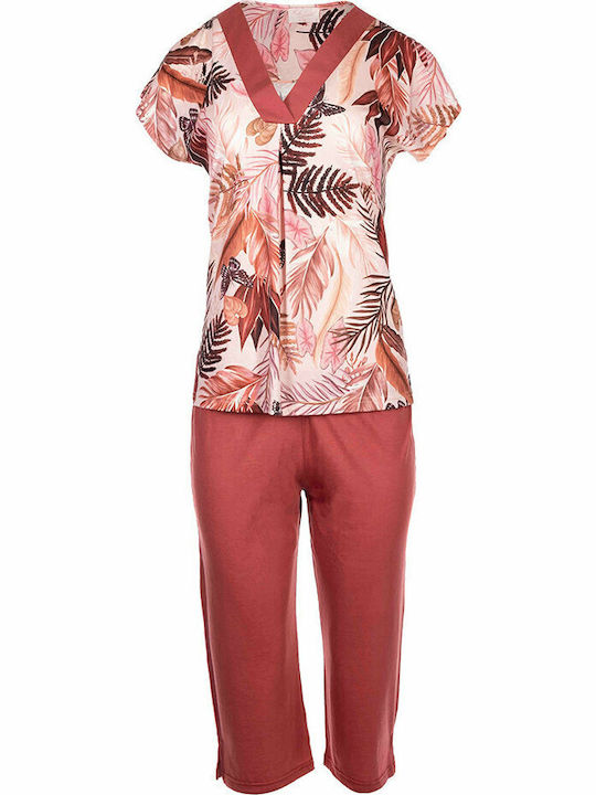 Pink Label Sommer Damen Pyjama-Set Rosa