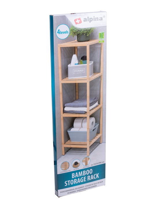 ArteLibre Επιδαπέδια Ραφιέρα Μπάνιου Bamboo με 4 Ράφια 33x32x108.5cm Καφέ