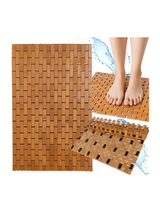 Ruhhy Non-Slip Bath Mat Wooden Coffee 50x80cm