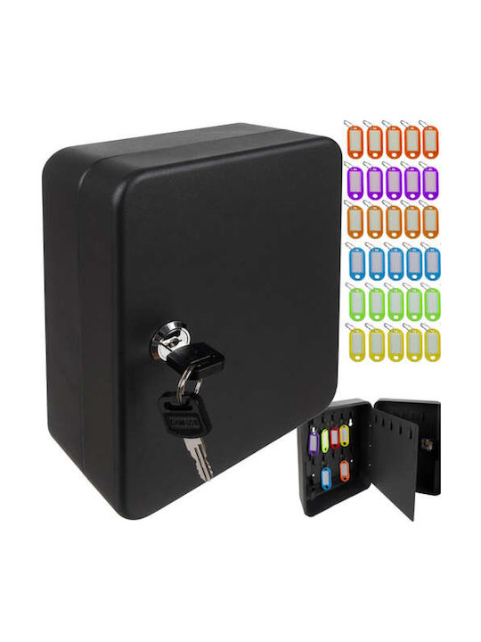 Key Storage Box Idealstore Made Iron Lock Contains 30 Color-coded Identifiers That Can Be Engraved Stickers 1-30 2 Access Keys Mounting Kit Included Graphite Color