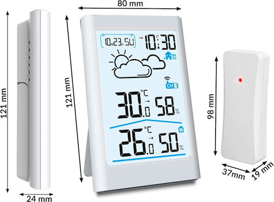 Wireless Weather Station Idealstore Outdoor Sensor Hygrometer Indoor Outdoor Humidity Weather Forecast Calendar Lcd Screen Backlight White Color