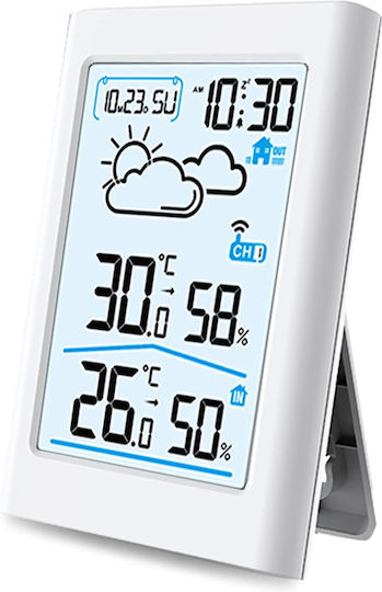Wireless Weather Station Idealstore Outdoor Sensor Hygrometer Indoor Outdoor Humidity Weather Forecast Calendar Lcd Screen Backlight White Color