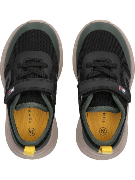 Cut Lace-up Kids Sneakers with Scratch Khaki