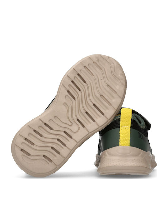 Cut Lace-up Kids Sneakers with Scratch Khaki