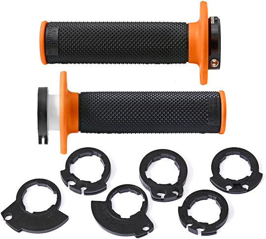 Mânere Pereche Emduro Mx D200 D-lock Negre Portocalii Lock On Grips D20046c4045h8-0 Domino