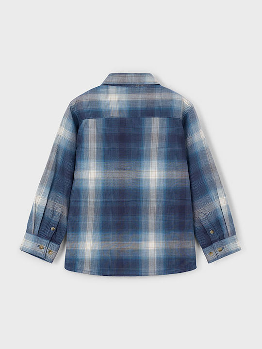 Kids Checked Shirt Long Sleeve Blue