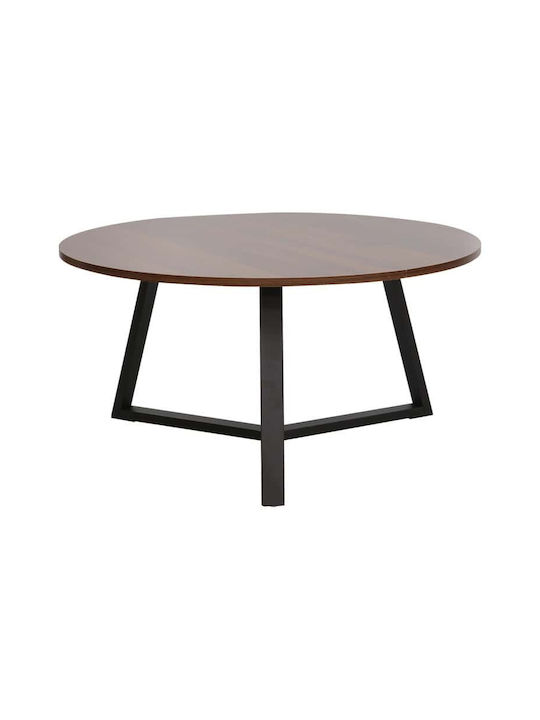 Round Central Coffee Table Berton from Solid Walnut Wood W80xL80xH40cm
