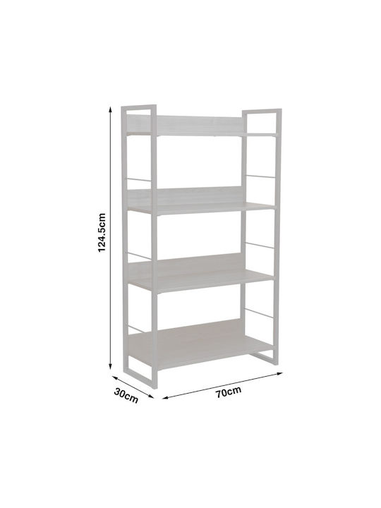 Bookcase Dorfie Natural, White 70x30x124.5cm