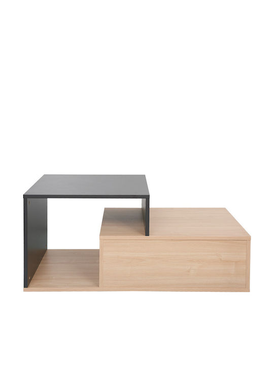 Wooden Garden & Terrace Table for Small Spaces Vople Natural with Anthracite Shade 90x50x40cm