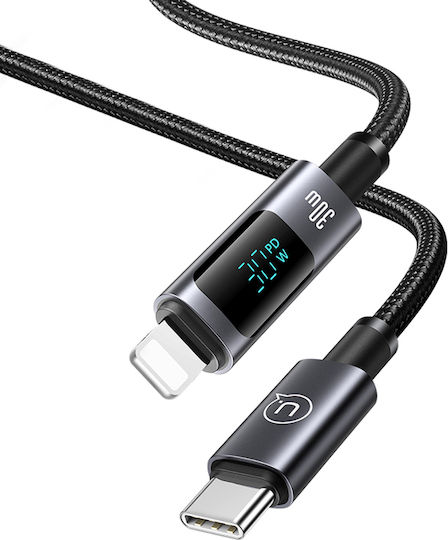 Eko 30w Type-c To Lightning 1.2m Charging Cable Display Sf Model Led Screen Black