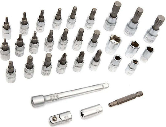 HBM Machines Set de chei tubulare și clichet 1\4" & 3\8" 32buc
