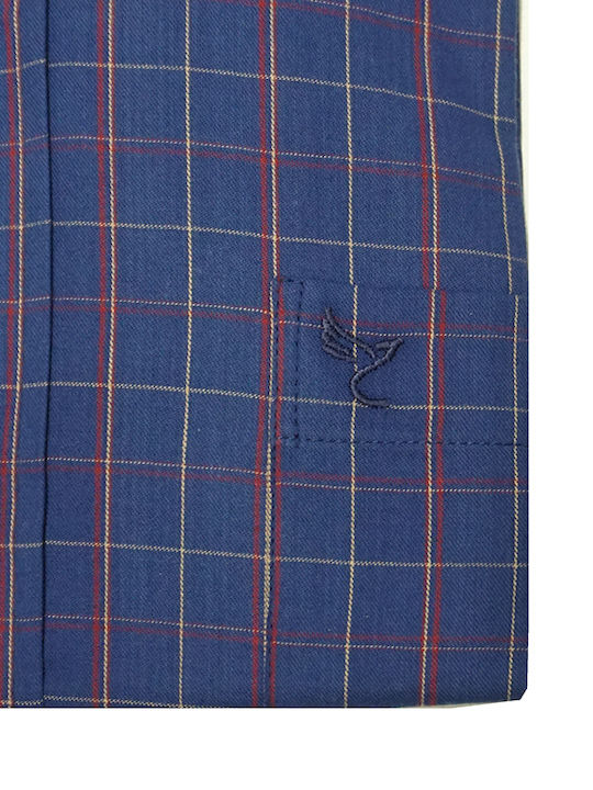 Long Sleeve Shirt in Regular Fit Checked Navy