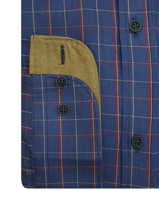 Long Sleeve Shirt in Regular Fit Checked Navy