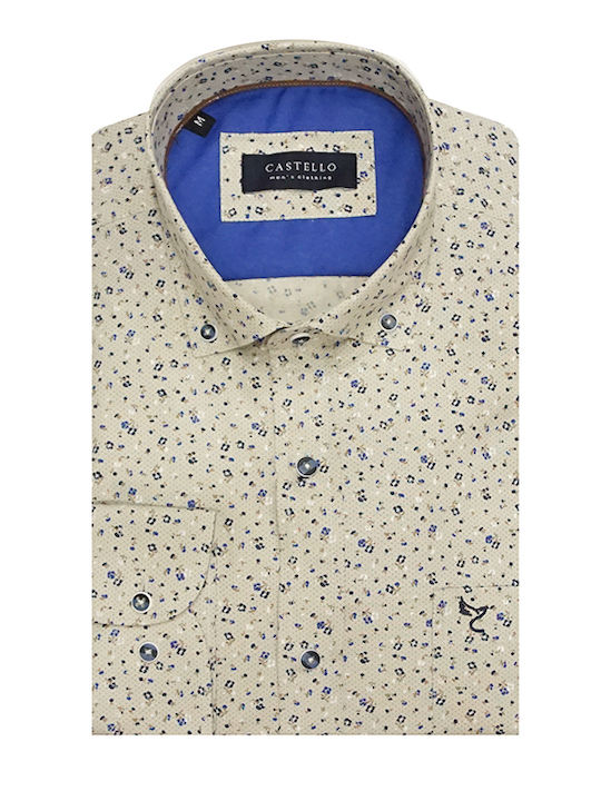 Long Sleeve Cotton Shirt in Slim Fit Floral Lime