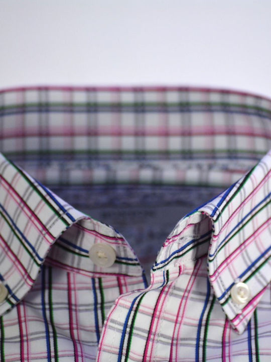 Long-sleeved Cotton Shirt Checked White