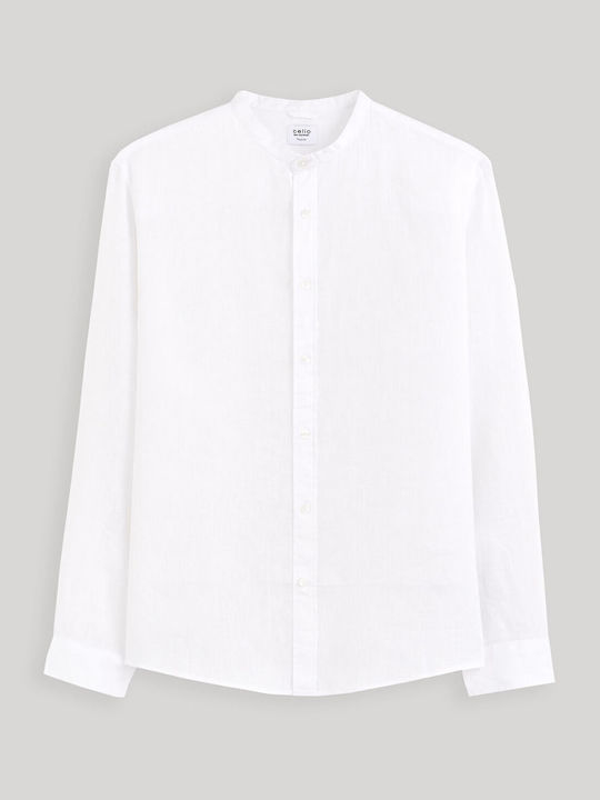 Langärmlig Leinen Hemd White