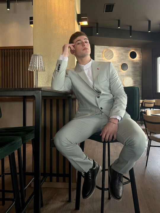 Men's Summer Suit with Vest Slim Fit Pink