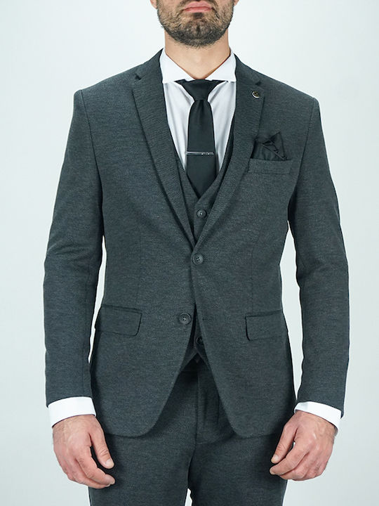 Men's Winter Suit with Vest Slim Fit Grey
