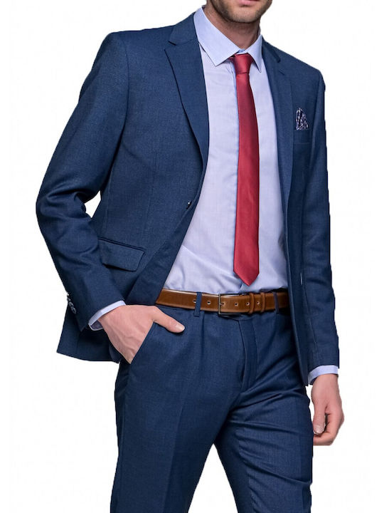 Herrenanzug mit Weste mit Schlank Passform Navy - Blau
