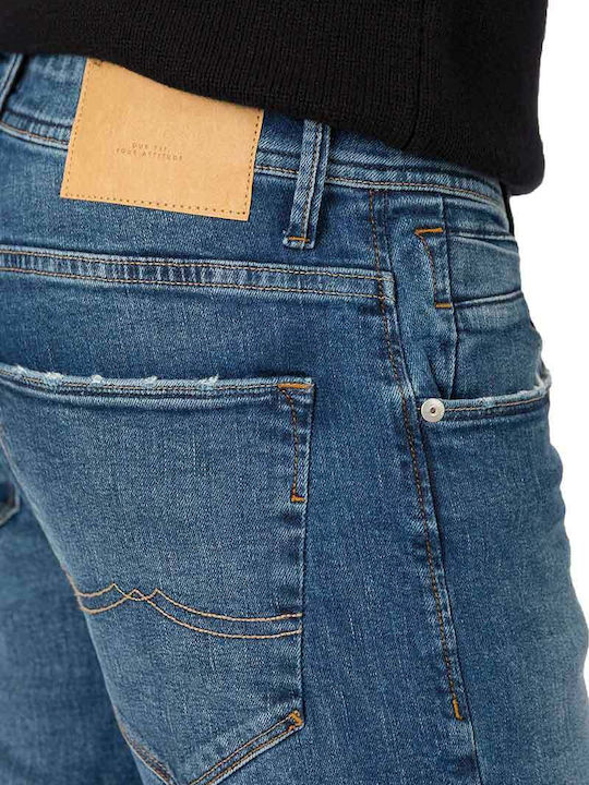 Ανδρικό Παντελόνι Τζιν Ελαστικό με Slim Εφαρμογή Medium Blue